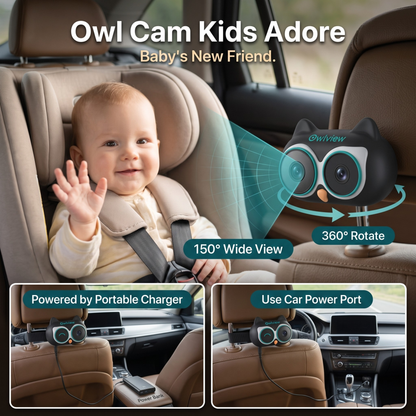 The Owlview™ 2-in-1 Baby Car Camera & Wireless CarPlay Adapter