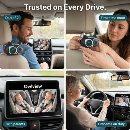 The Owlview™ 2-in-1 Baby Car Camera & Wireless CarPlay Adapter