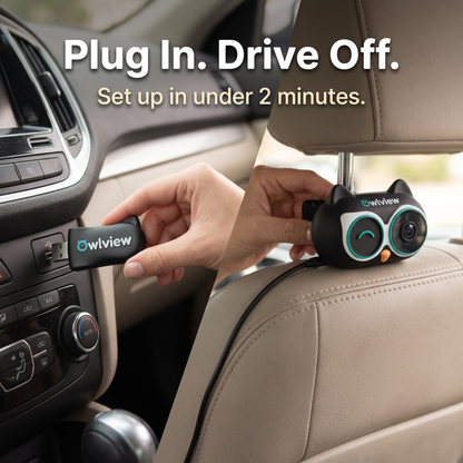 The Owlview™ 2-in-1 Baby Car Camera & Wireless CarPlay Adapter