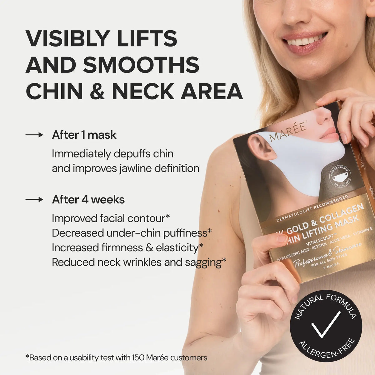 MARÉE Chin Lifting Mask, 24K Gold & Collagen